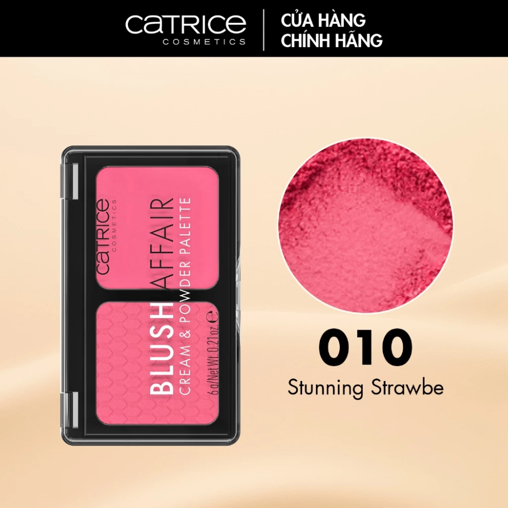 Phấn má hồng Catrice Blush Affair Cream & Powder Blush 6g lên màu chuẩn nhỏ gọn tiện lợi