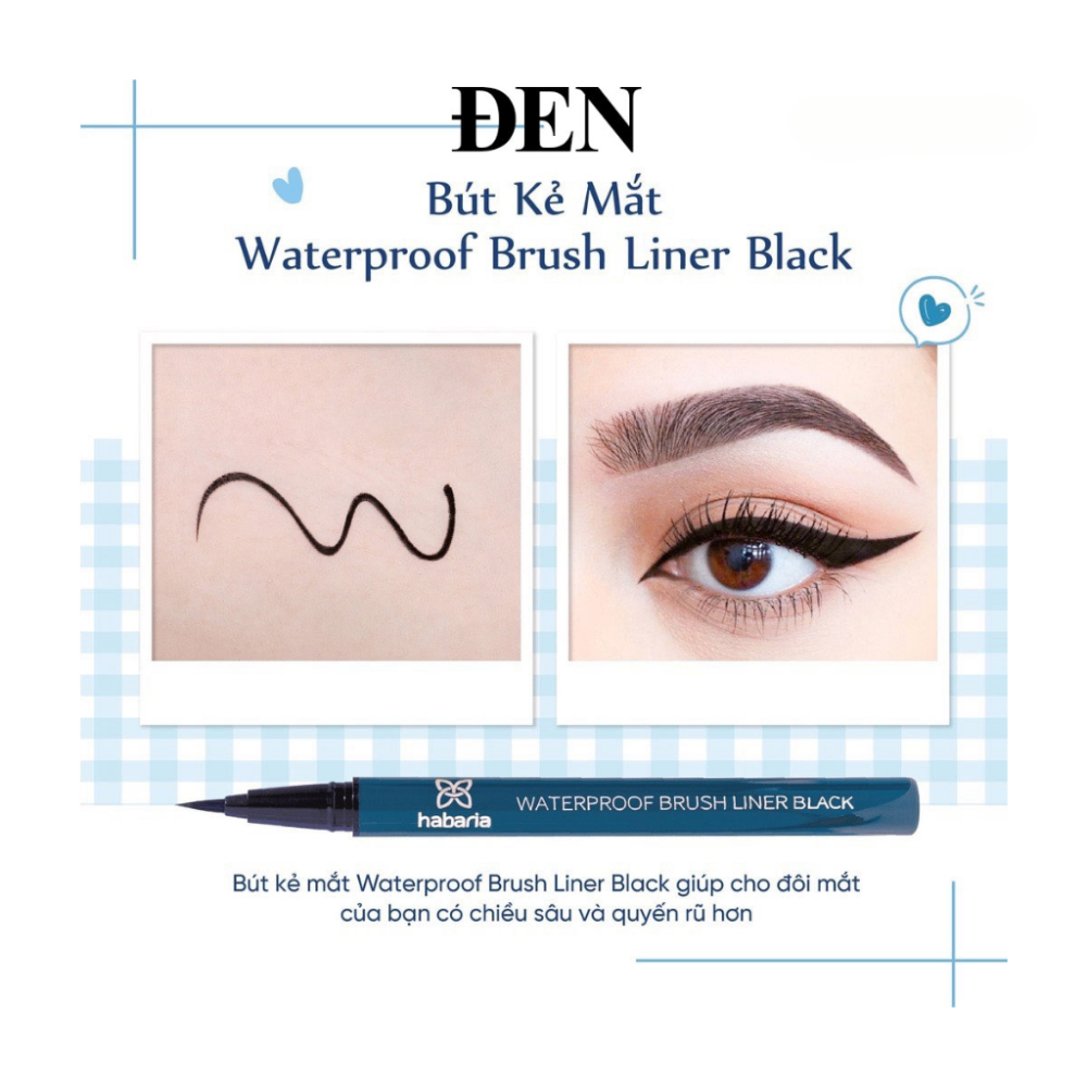 Bút kẻ mắt nước Habaria Waterproof Brush Liner 1g dễ dàng hoàn thành những đường viền dày mỏng khác nhau