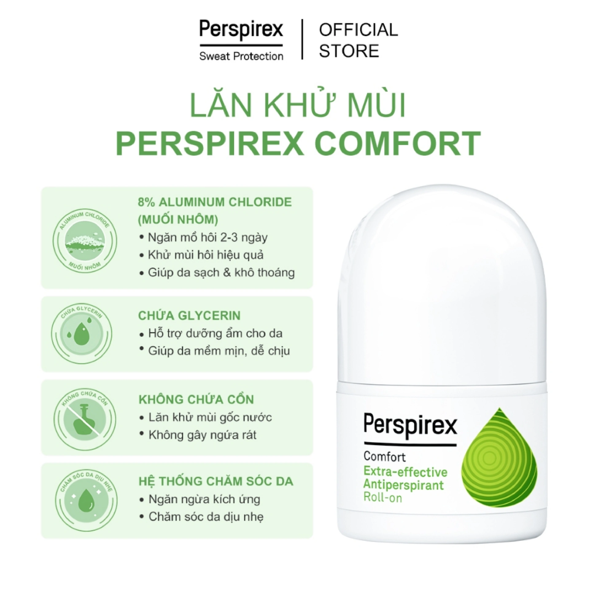 Lăn khử mùi Perspirex 5/20ml các mùi giảm tiết mồ hôi hiệu quả và không gây kích ứng da