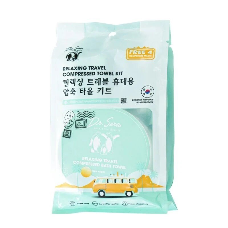 Khăn tắm nén Dr.Sera Relaxing Travel Compresses Bath Towel thoáng khí, không gây kích ứng da