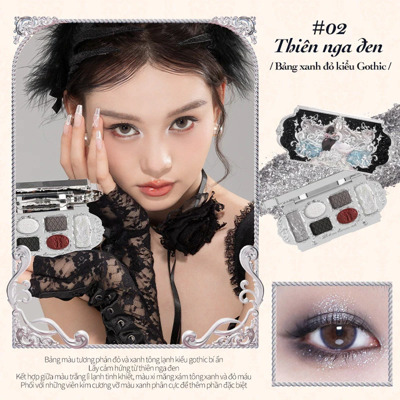 Bảng phấn mắt 6 ô Flower Knows Swan Ballet 6.5g hiệu ứng mịn lì lâu trôi