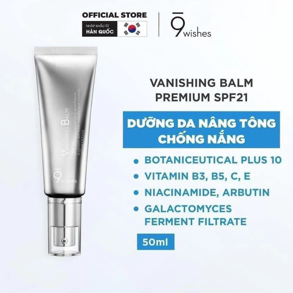 Kem dưỡng nâng tông 9 Wishes Vanishing Balm Premium SPF21 50ml