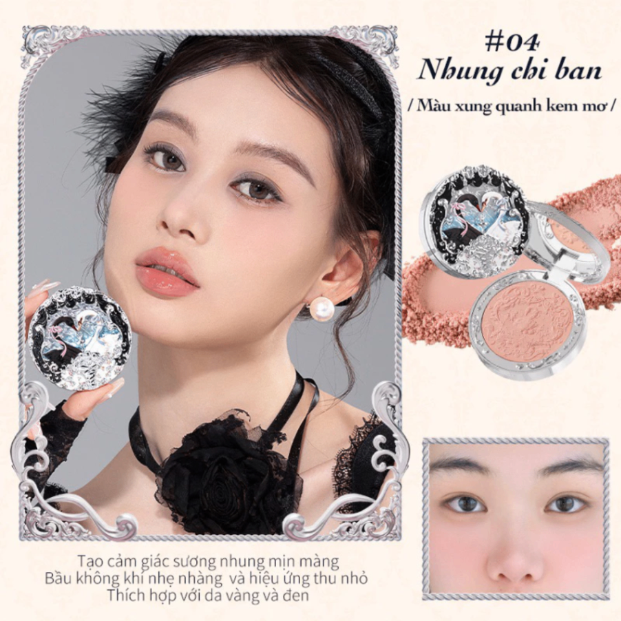 Phấn má hồng Flower Knows Swan Ballet Series Embossed Blush 5g chất phấn mịn lì dễ tán
