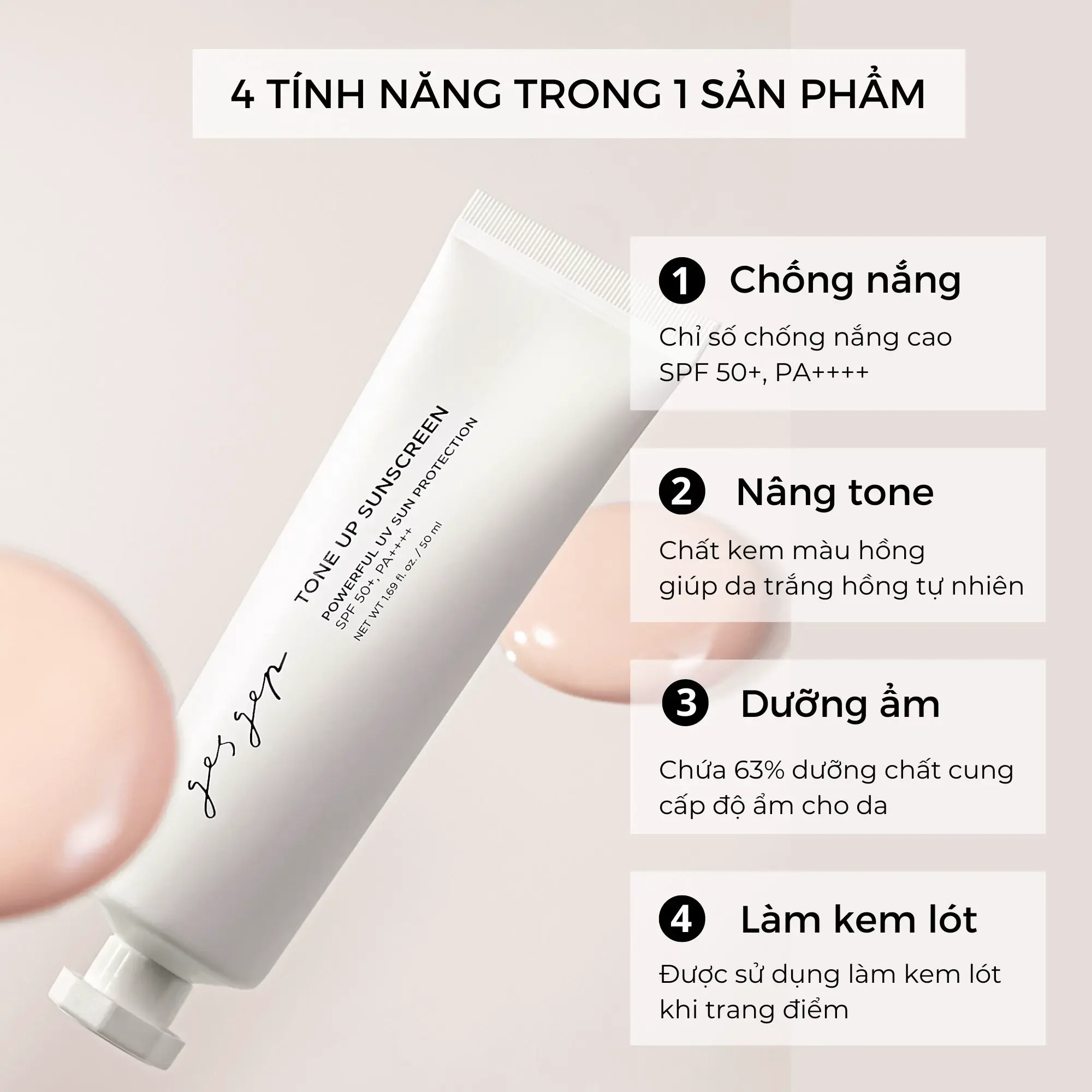 Kem chống nắng Gesgep Tone Up Sunscreen 50ml
