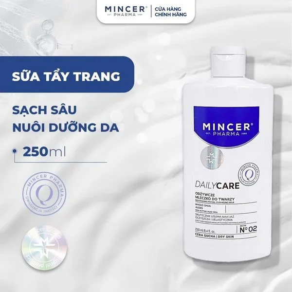 Sữa tẩy trang Mincer Pharma Daily Care Nourishing Facial Cleansing Milk 250ml sạch sâu vượt trội, lấy đi lớp trang điểm