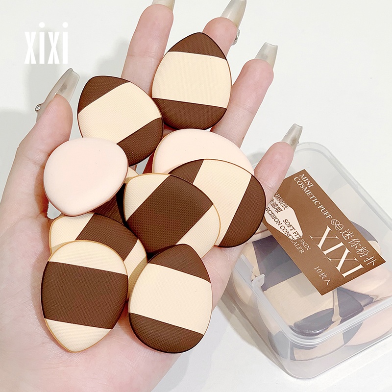 Set hộp 10 bông mút Xixi ngón tay nhiều màu tháng khí phù hợp mọi loại da