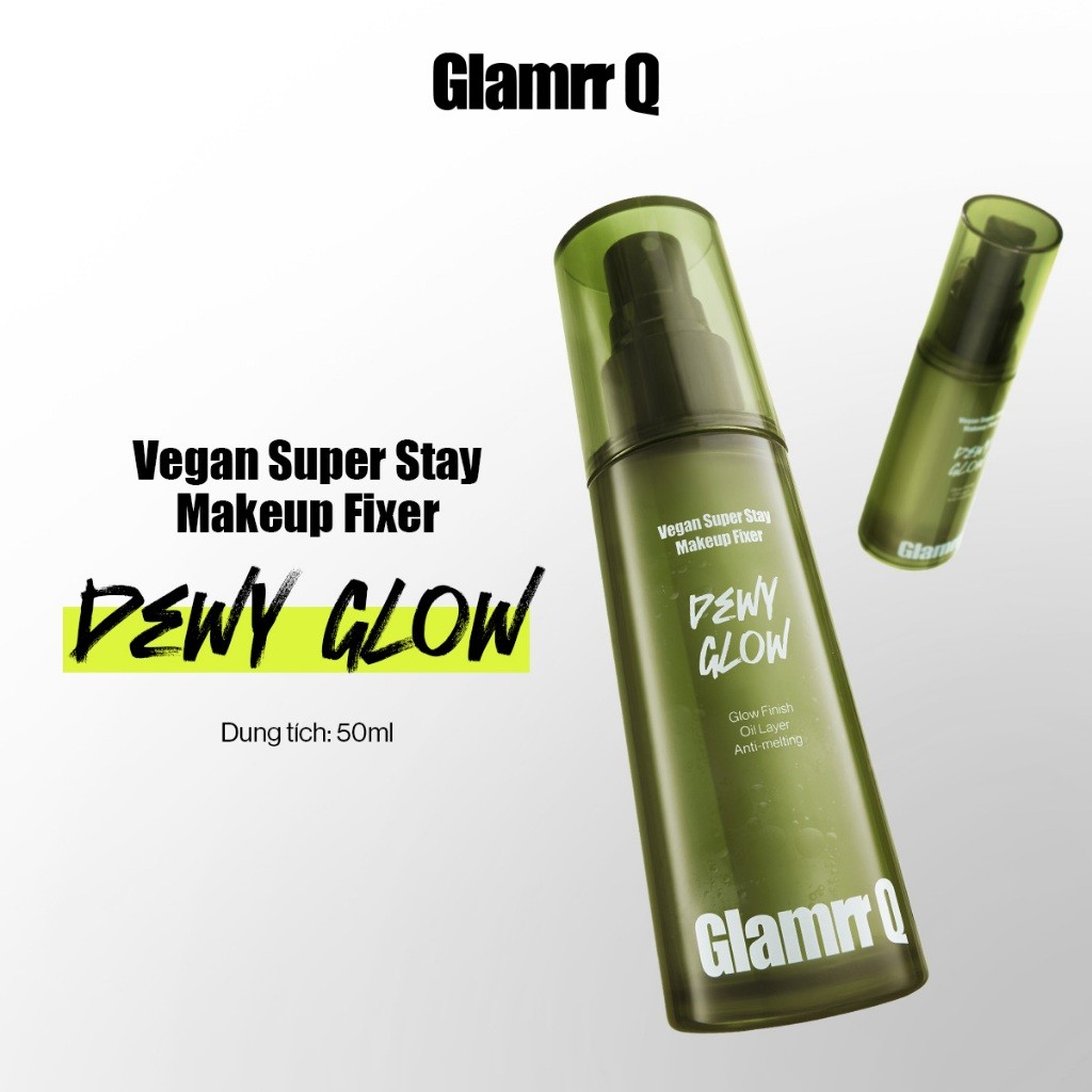 Xịt khóa nền GLAMRR Q Vegan Super Stay Makeup Fixer 50ml cung cấp độ ẩm cho da lâu trôi, bền màu