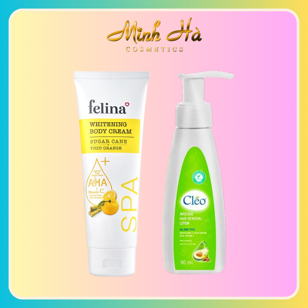Combo Kem dưỡng trắng da toàn thân Felina Cam Yuzu 250g + Kem tẩy lông Cleo Avocado Hair Removal Lotion 90ml
