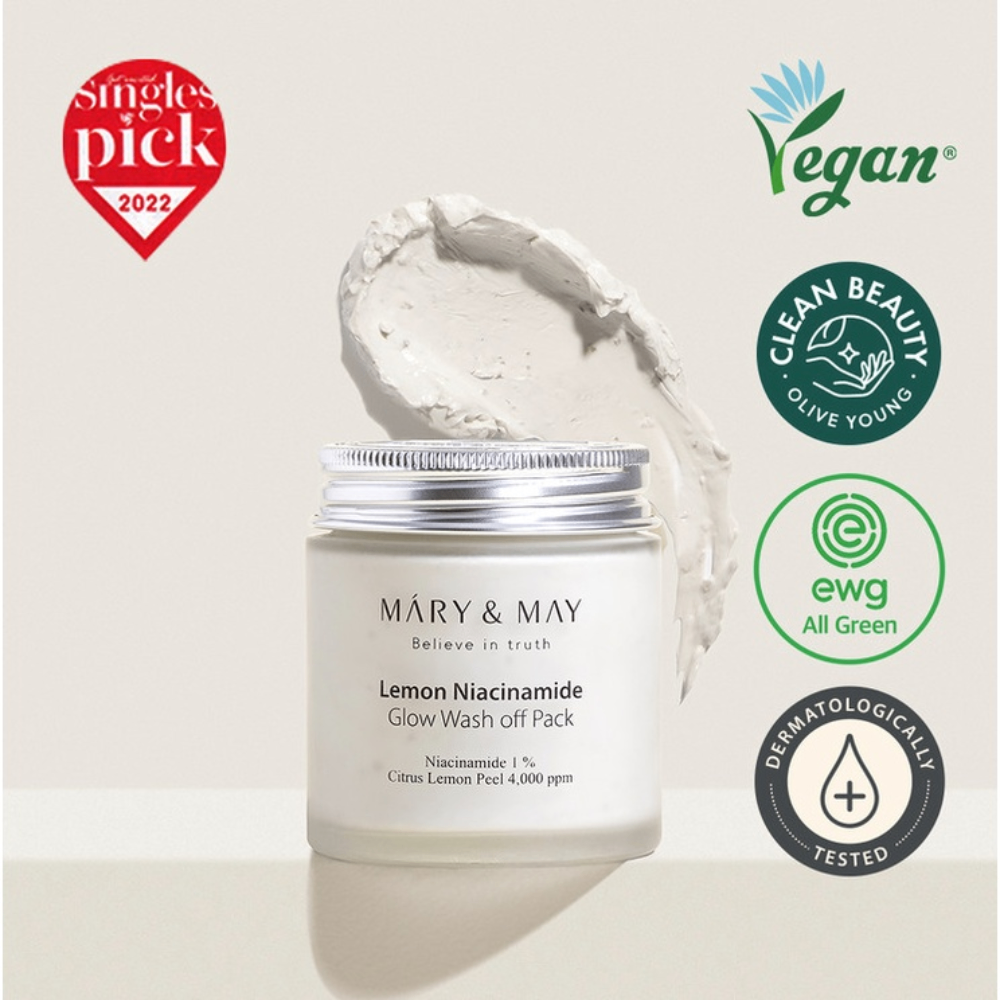 Mặt nạ đất sét Mary & May Wash Off Mask Pack 125g thuần chay giúp cải thiện bề mặt da, tăng độ đàn hồi cho da