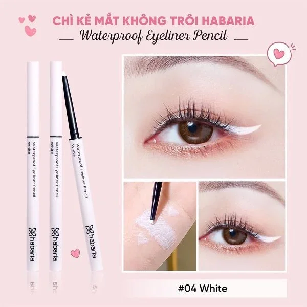 Chì sáp kẻ mắt Habaria Waterproof Eyeliner Pencil 0.2g mềm mại dễ sử dụng, màu sắc bám lâu, không lem, không trôi