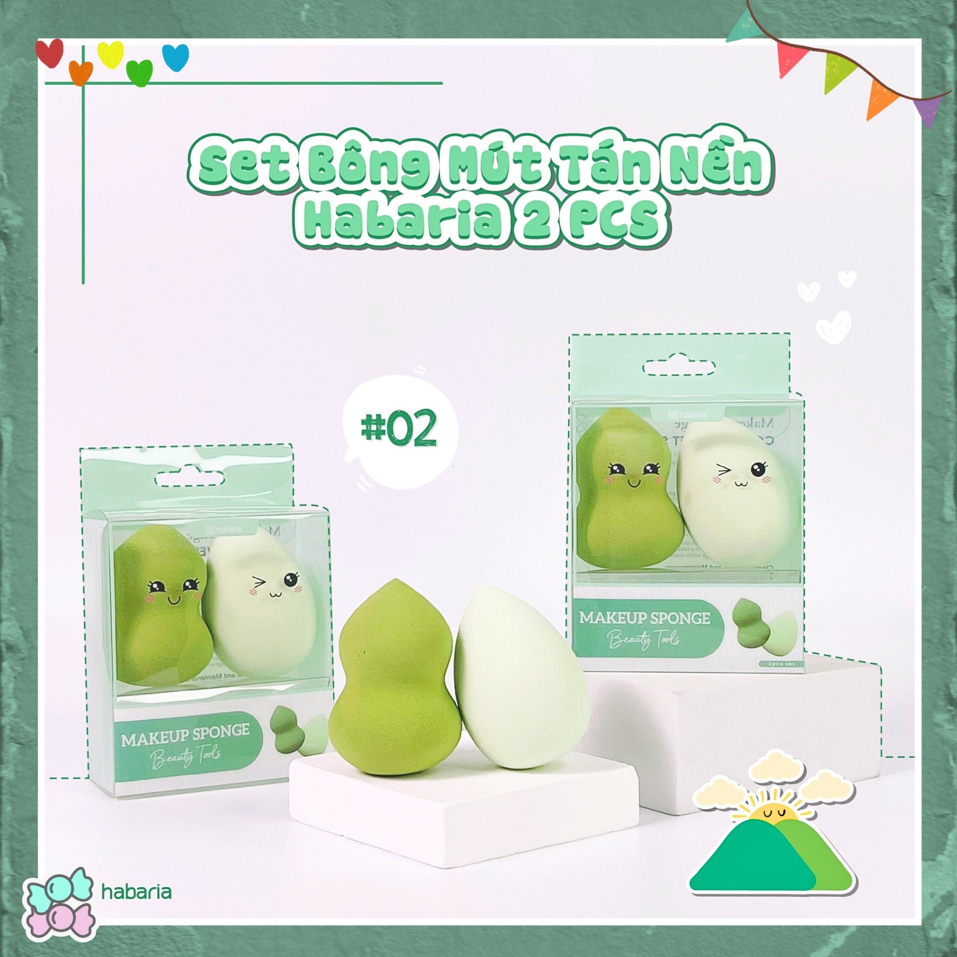 Set 6 bông mút trang điểm Habaria Makeup Sponge Cats So Cute 16g chất liệu cao cấp, mềm mại