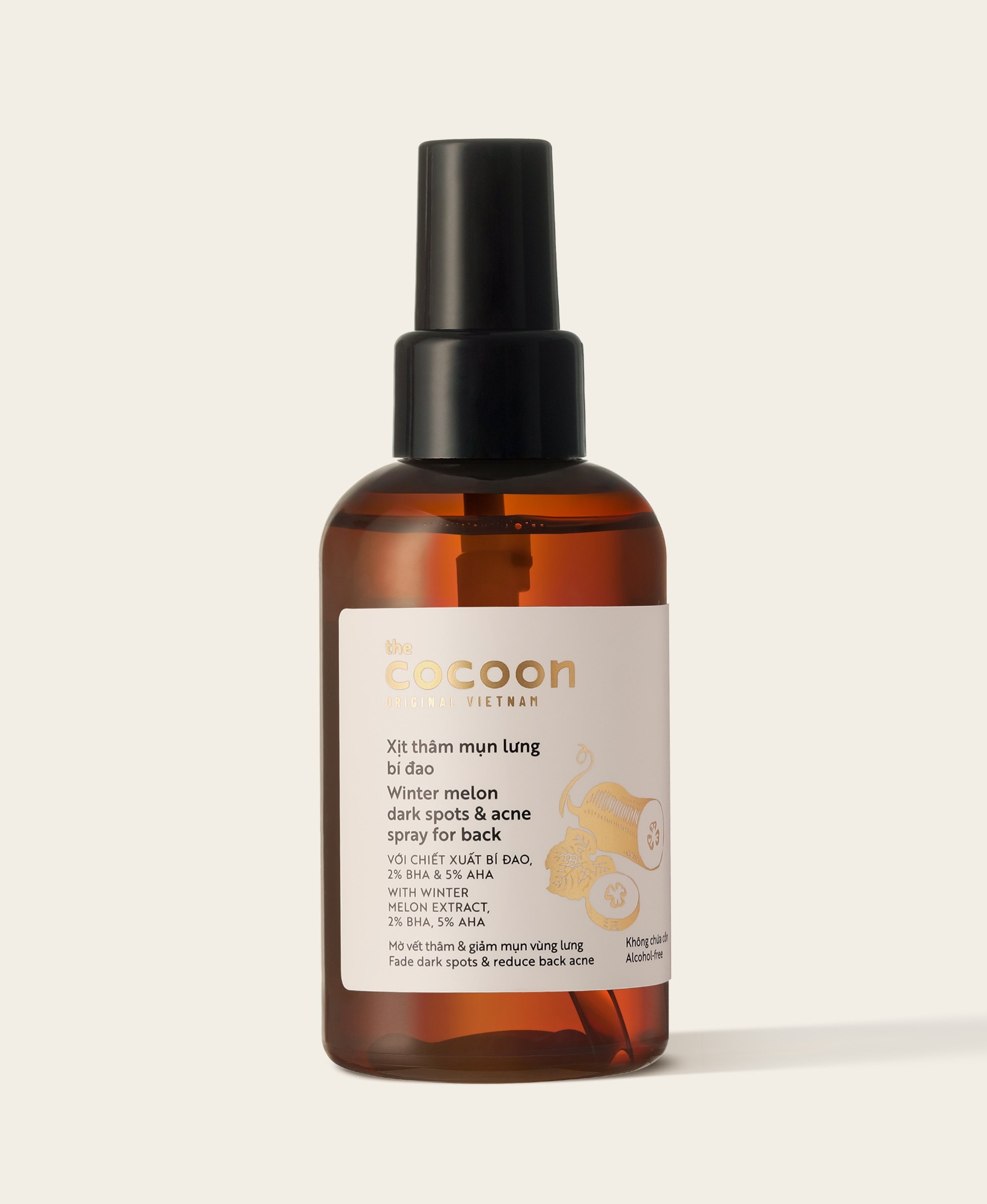 Xịt thâm mụn lưng bí đao Cocoon 140ml thuần chay làm sạch mụn, làm mờ vết thâm