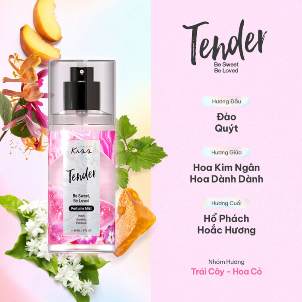 Xịt thơm toàn thân Malissa Kiss hương nước hoa 88ml mùi hương đa dạng
