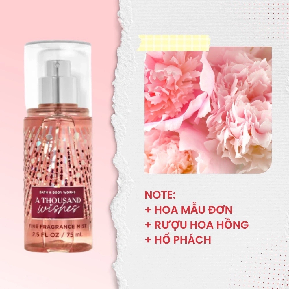 Xịt thơm body Bath & Body Works 75ml xịt thơm toàn thân đa dạng mùi hương phù hợp mọi lứa tuổi