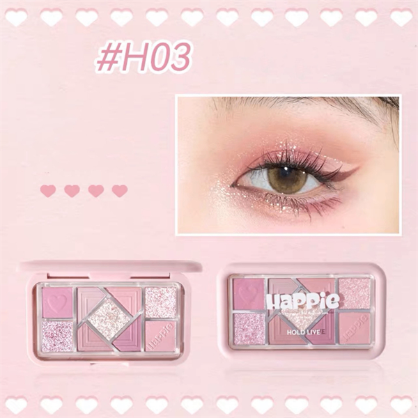 Bảng phấn mắt 9 ô Hold Live Happie HL630 trang điểm tự nhiên lấp lánh