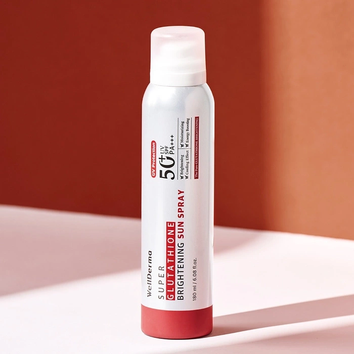 Xịt chống nắng Wellderma Super Glutathione Brightening Sun Spray SPF50+ PA+++ 180ml phun sương tiện lợi bảo vệ da