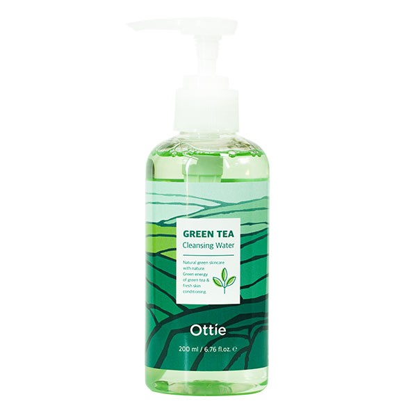 Nước tẩy trang OTTIE Green Tea Cleansing Water 200ml làm sạch sâu, dễ dàng loại bỏ lớp trang điểm, bụi bẩn