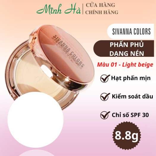 Phấn phủ dạng nén Sivanna Colors SPF 30 HF185 8.8g #01 kiềm dầu, che phủ tốt