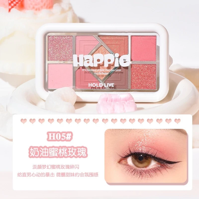 Bảng phấn mắt 9 ô Hold Live Happie HL630 trang điểm tự nhiên lấp lánh