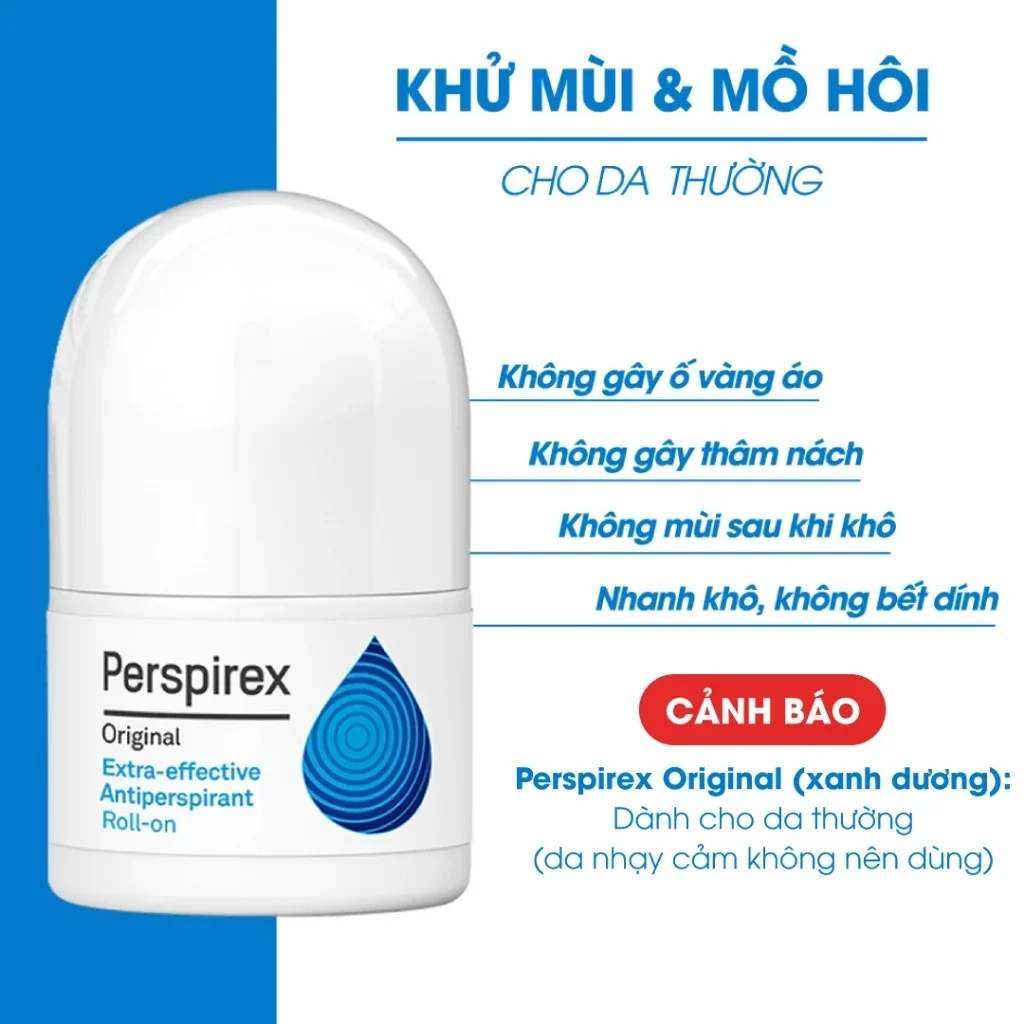 Lăn khử mùi Perspirex 5/20ml các mùi giảm tiết mồ hôi hiệu quả và không gây kích ứng da