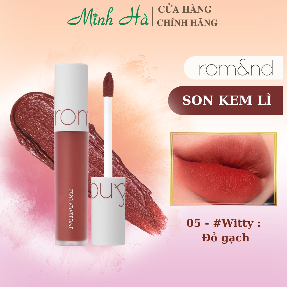 Son kem lì Romand Zero Velvet Lip Tint 4g lên màu chuẩn lâu trôi