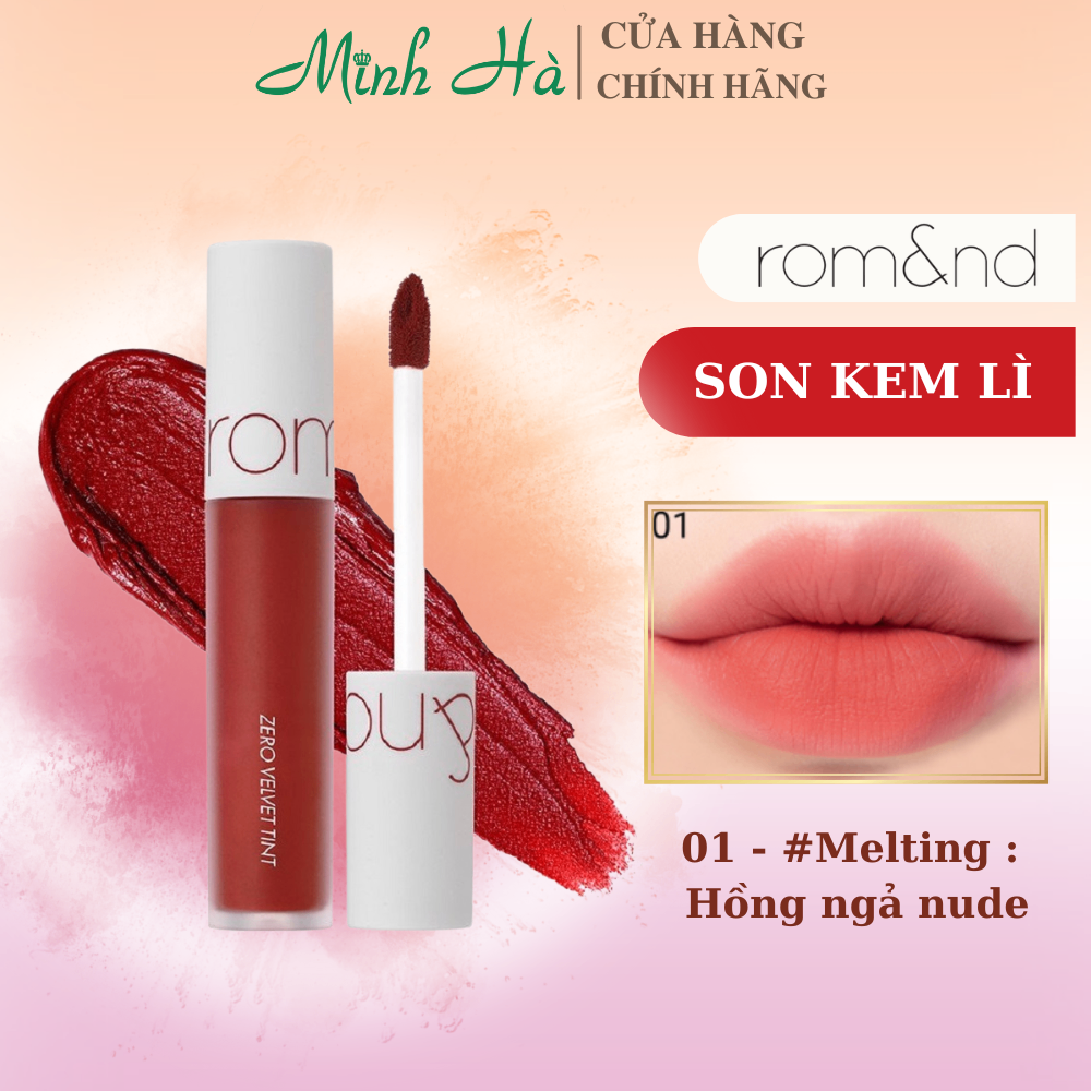 Son kem lì Romand Zero Velvet Lip Tint 4g lên màu chuẩn lâu trôi