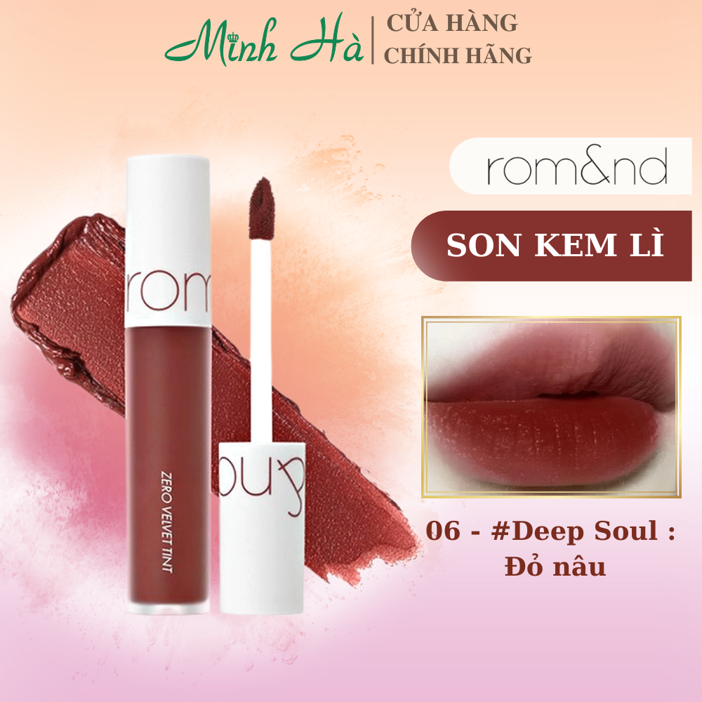 Son kem lì Romand Zero Velvet Lip Tint 4g lên màu chuẩn lâu trôi