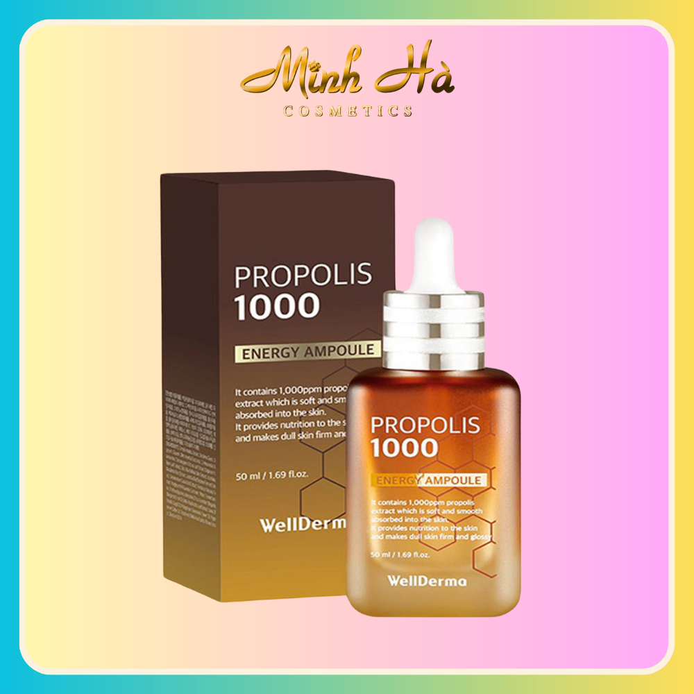 Tinh chất keo ong Wellderma Propolis 1000 Energy Ampoule 50ml làm dịu da nhanh chóng.