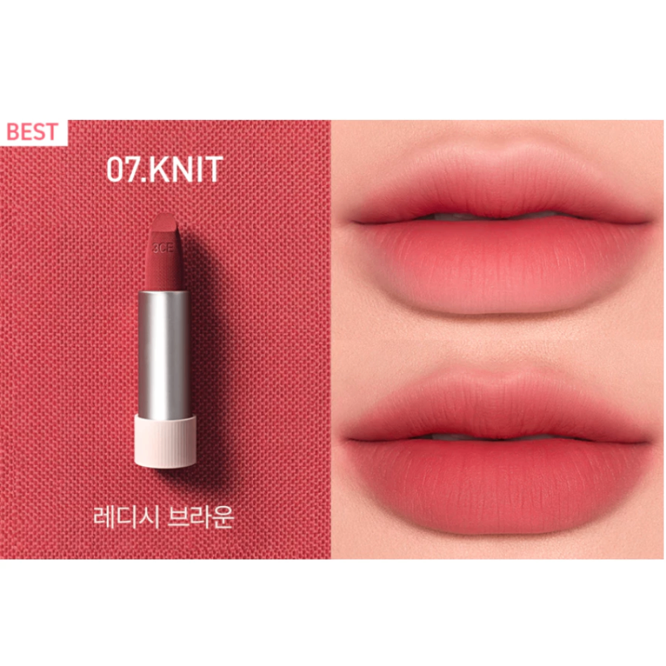 Son thỏi 3CE Cashmere Hug Lipstick 3.5g chất son mịn lì nhẹ môi