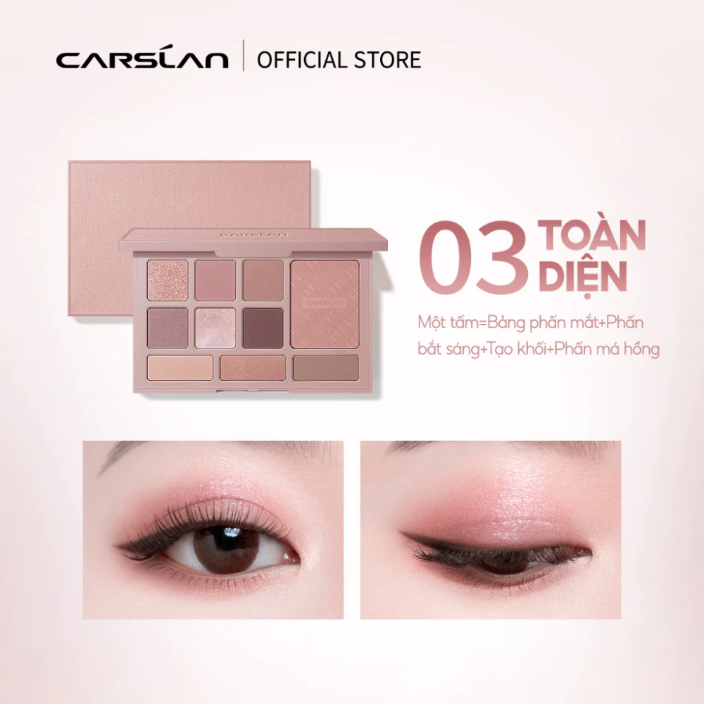 Bảng phấn 10 ô Carslan Silky Twinkle Comprehensive Palette 18g chất phấn mịn lì đa năng