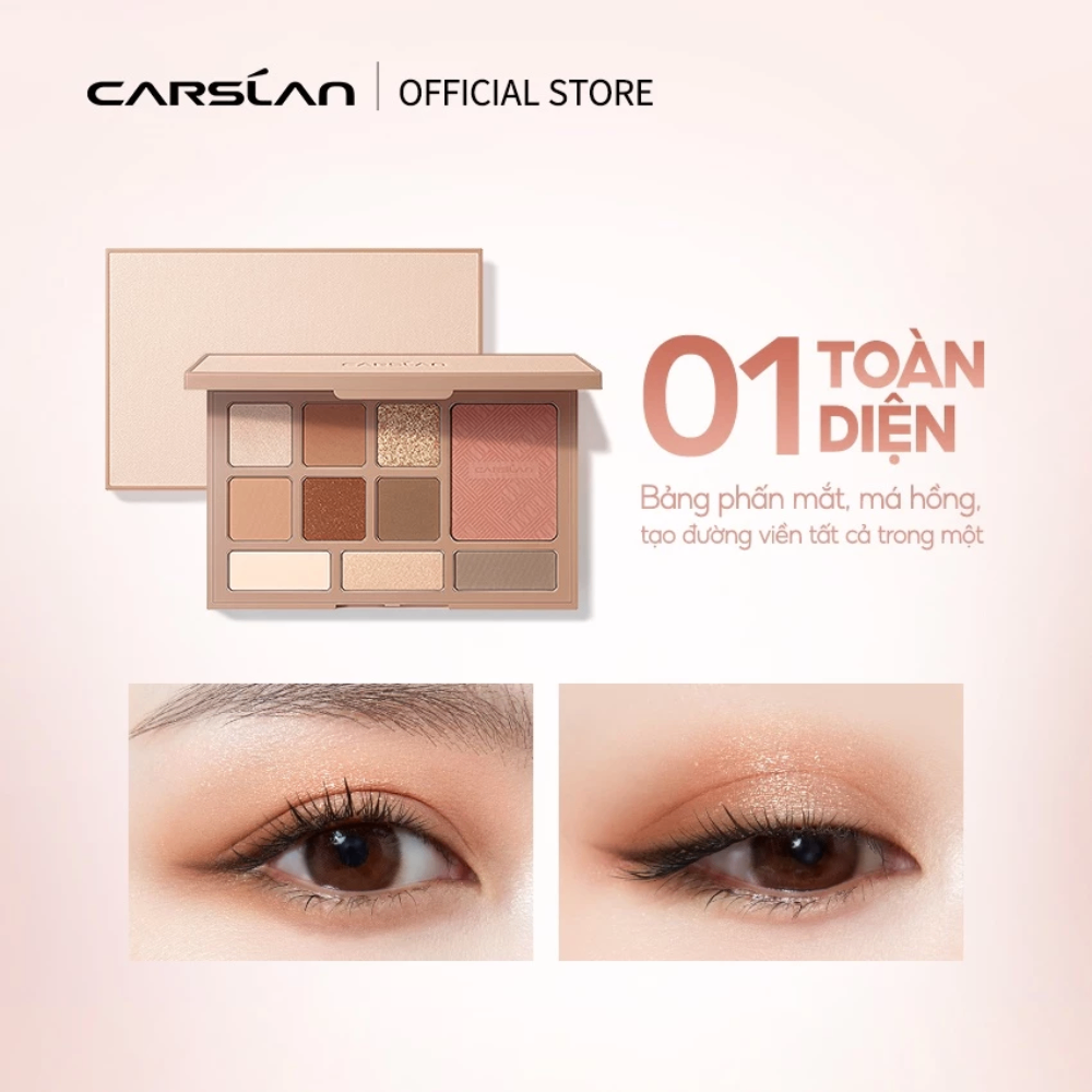 Bảng phấn 10 ô Carslan Silky Twinkle Comprehensive Palette 18g chất phấn mịn lì đa năng
