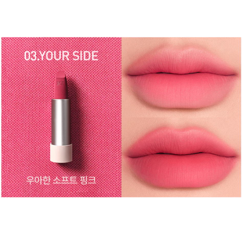 Son thỏi 3CE Cashmere Hug Lipstick 3.5g chất son mịn lì nhẹ môi