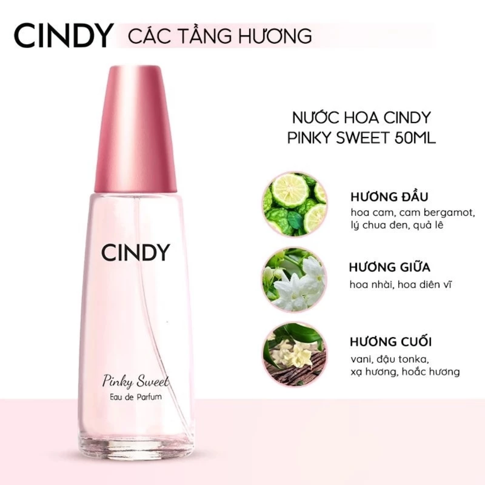 Nước hoa Cindy Classic Eau De Parfum 50ml các loại năng động, tinh nghịch, ngọt ngào