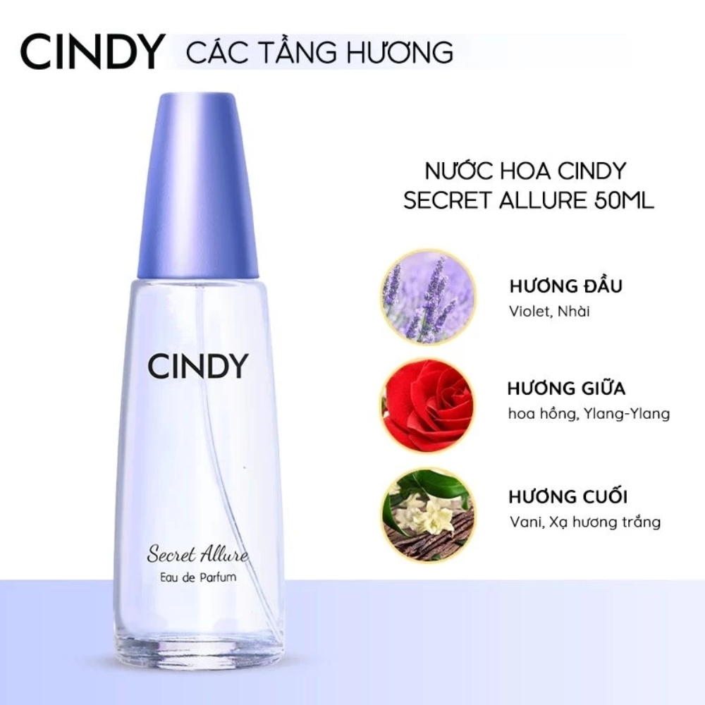 Nước hoa Cindy Classic Eau De Parfum 50ml các loại năng động, tinh nghịch, ngọt ngào