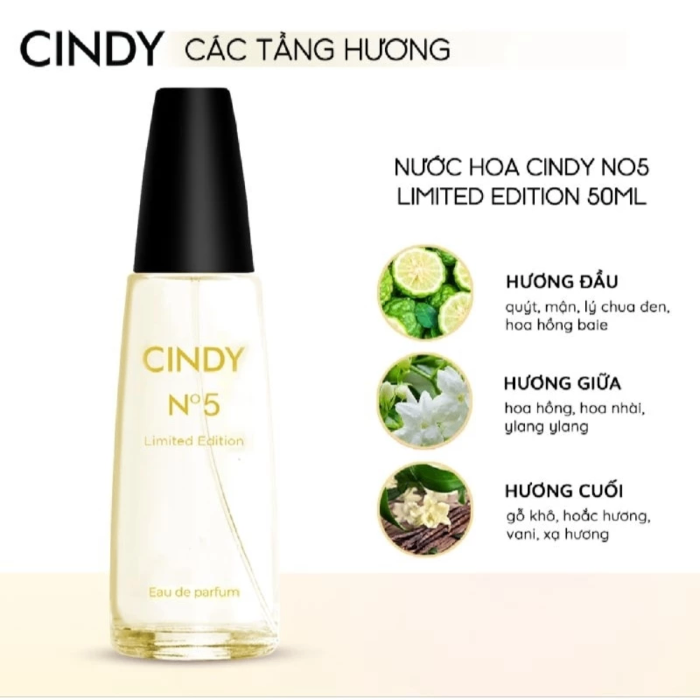 Nước hoa Cindy Classic Eau De Parfum 50ml các loại năng động, tinh nghịch, ngọt ngào