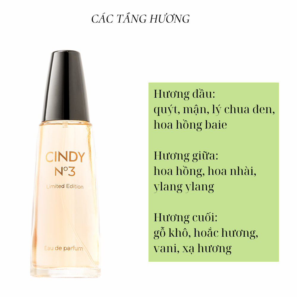 Nước hoa Cindy Classic Eau De Parfum 50ml các loại năng động, tinh nghịch, ngọt ngào