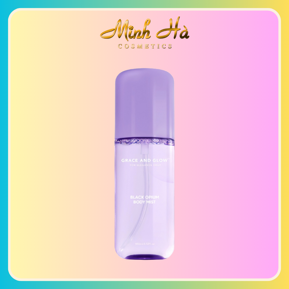 Xịt thơm body Grace and Glow Black Opium Body Mist 100ml (Tím) bám lâu trên da, mang lại cảm giác tự tin