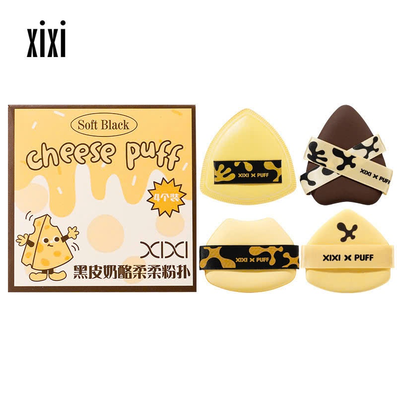 Hộp 4 mút trang điểm Xixi Soft Black Cheese Puff GJ164 36g mềm mại đàn hồi
