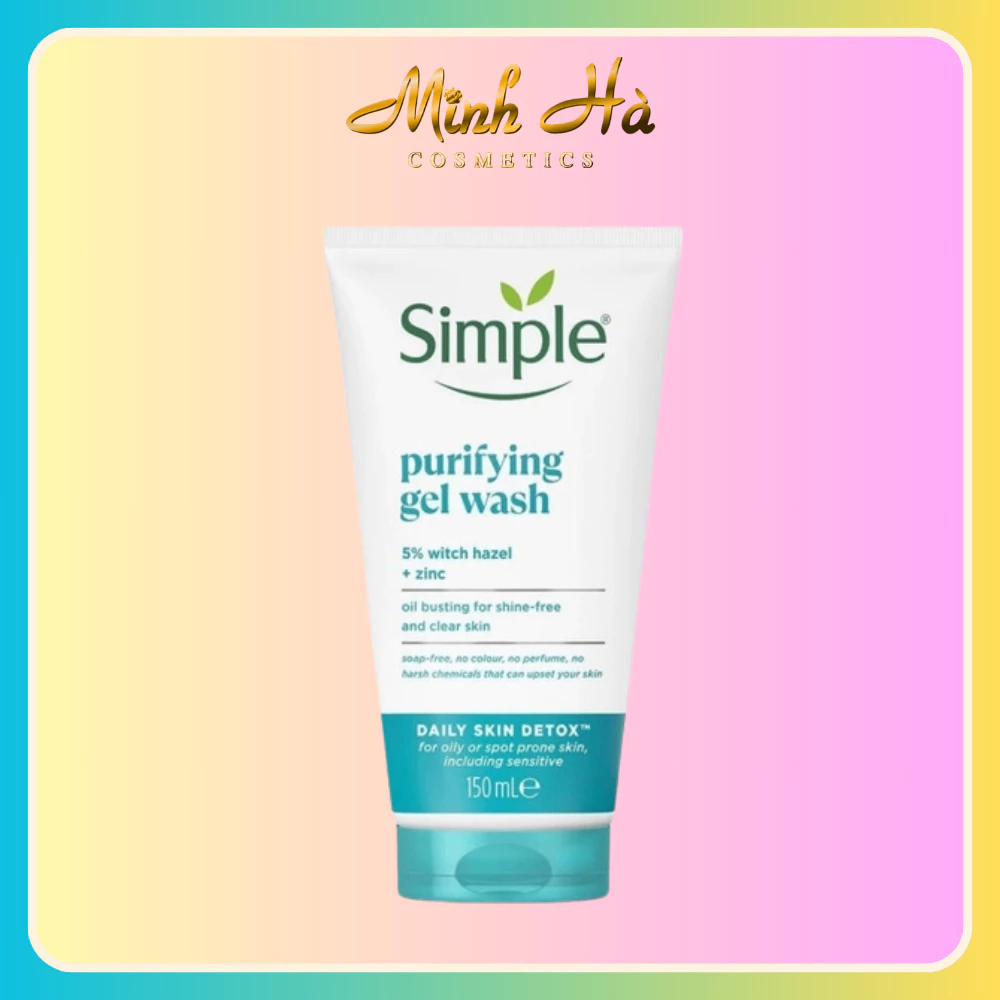 Sữa rửa mặt Simple Purifying Gel Wash Shine Free And Clear Skin 150ml giảm bóng nhờn, giảm mụn