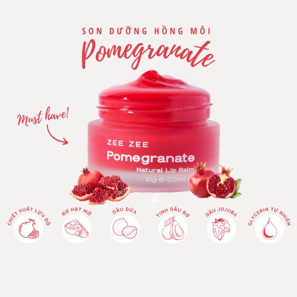 Son dưỡng môi ZEE ZEE chiết xuất lựu đỏ 10g