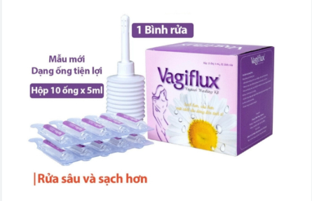 Bộ kit vệ sinh phụ nữ Vagiflux 10 ống muối 5ml + Bình rửa