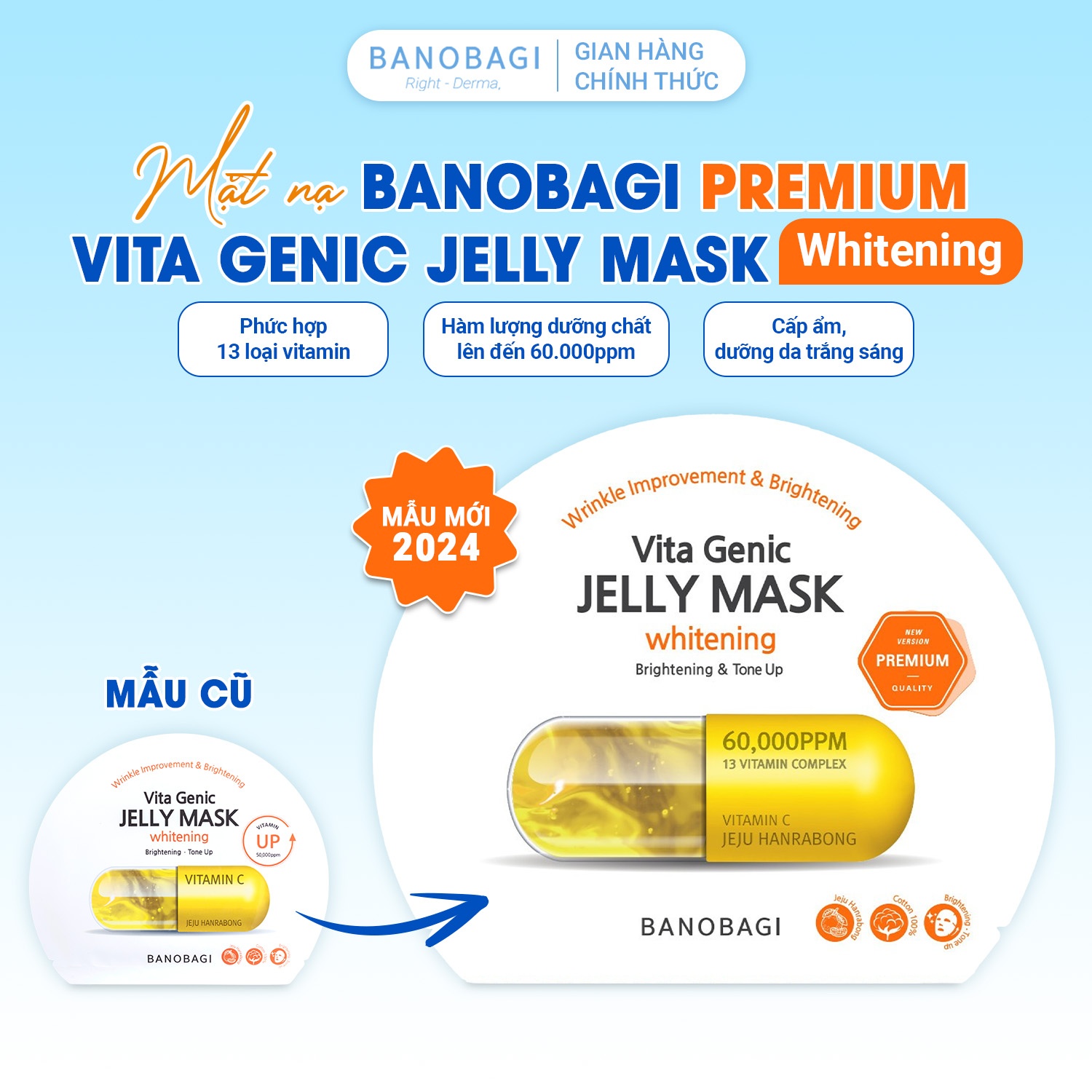 Mặt nạ giấy BANOBAGI Vita Genic Jelly Mask 30g giúp trắng sáng cấp ẩm chống lão hóa da