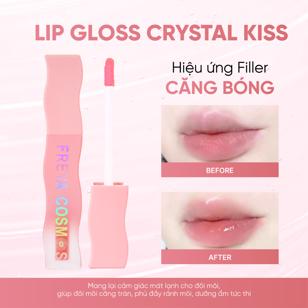 Son tint bóng Freya Cosmo Lip Gloss Crystal Kiss 1.5g dưỡng môi căng mọng