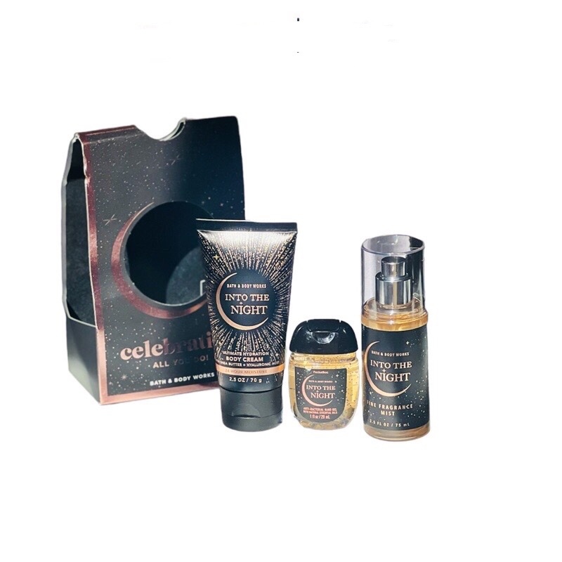 Set 3 món Bath & Body Works mini Japanese Cherry Blossom và Into The Night chăm sóc body sạch sẽ thơm tho