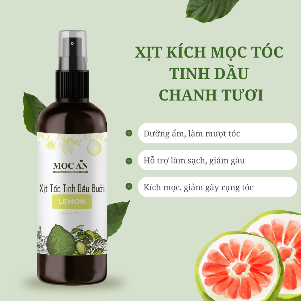 Xịt dưỡng tóc Mộc Ân tinh dầu bưởi 120ml giảm gãy rụng kích thích mọc tóc