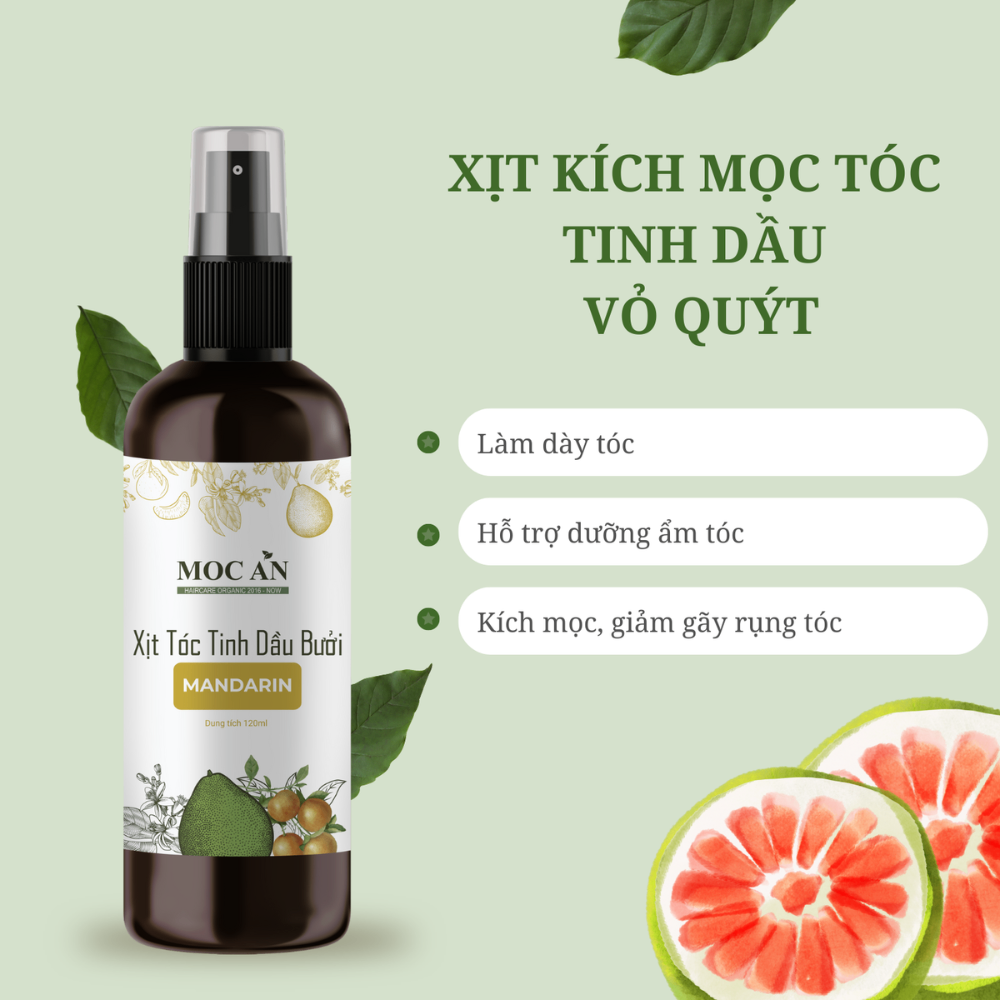 Xịt dưỡng tóc Mộc Ân tinh dầu bưởi 120ml giảm gãy rụng kích thích mọc tóc