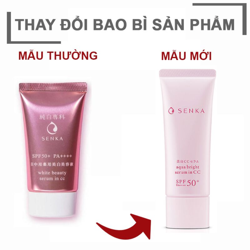 Serum chống nắng 3in1 Senka aqua Bright Serum in CC SPF50+ PA++++ 40g chống nắng, giảm thâm sạm, trắng hồng