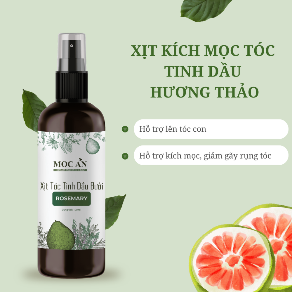 Xịt dưỡng tóc Mộc Ân tinh dầu bưởi 120ml giảm gãy rụng kích thích mọc tóc