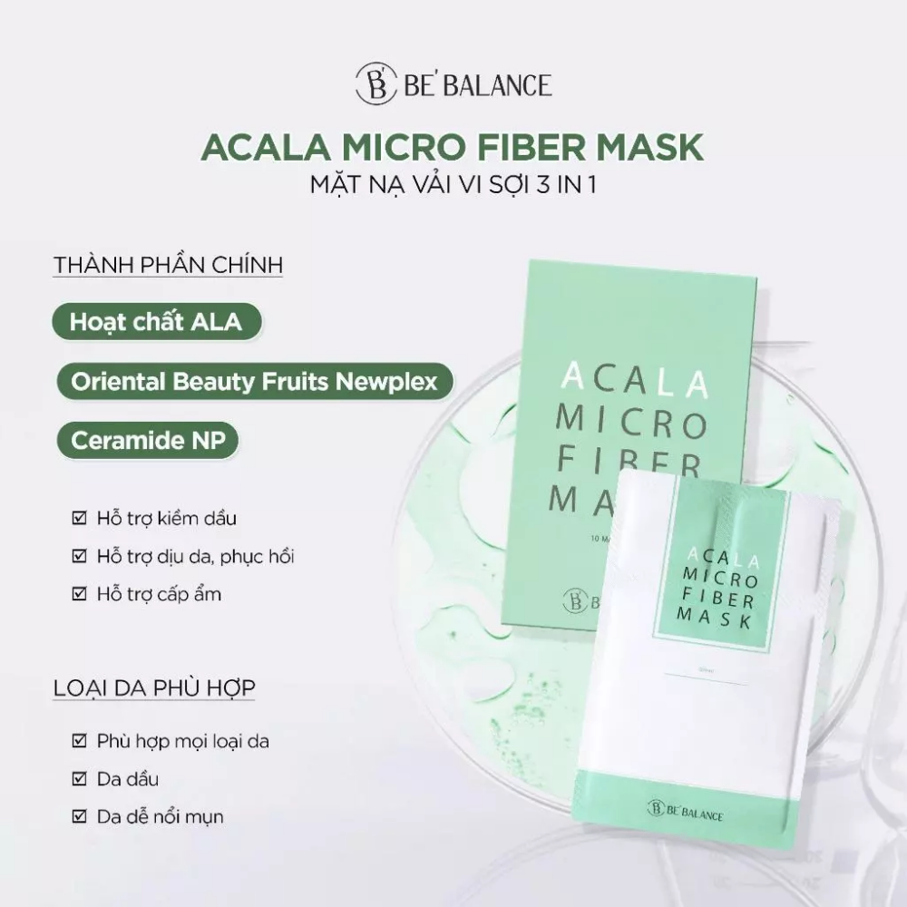 Mặt nạ Be'Balance Micro Fiber Mask 30g làm dịu và chăm sóc độ ẩm cho da