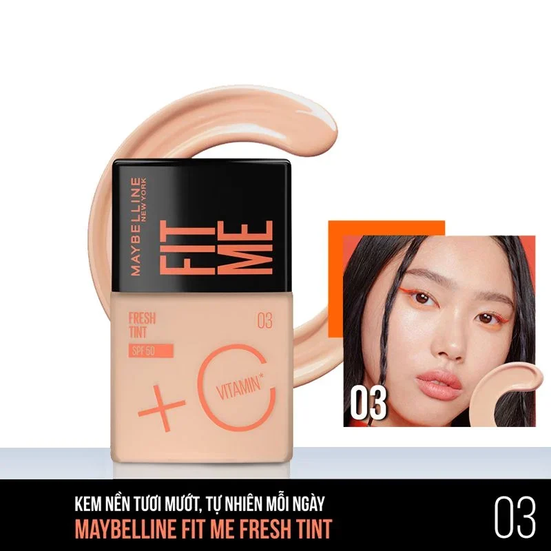 Kem nền Maybelline Fit Me Fresh Tint SPF50 30ml chống nắng bảo vệ giúp da tươi mát tự nhiên